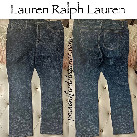 Lauren Ralph Lauren Blue Diamond Print Modern Skinny Medium Wash Size 16 - Picture 14 of 14